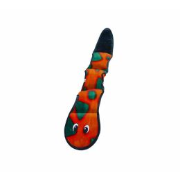 Outward Hound Invincibles Dog Toy Snake 3 Squeakers Orange/Blue Large