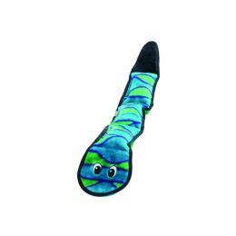 Outward Hound Invincibles Dog Toy Snake 3 Squeakers Blue/Green Large