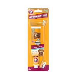 Arm & Hammer Advanced Care Fresh Breath Dental Toothbrush Set for Dogs Chicken Flavor Enzymatic Toothpaste: 2.5 oz