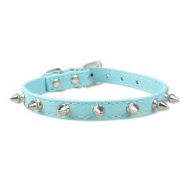 Pet Leather Spike Nail Collars (Color: Blue, size: XS)