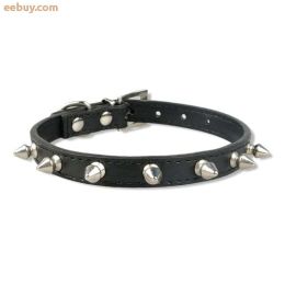 Pet Leather Spike Nail Collars (Color: Black, size: XS)
