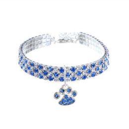 Diamond Pet Collars (Color: blue white, size: L)