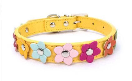 flower pet dog collar (Color: Yellow, size: XS)
