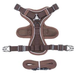 dog harness with 1.5m leash (Color: Coffee, size: XL)