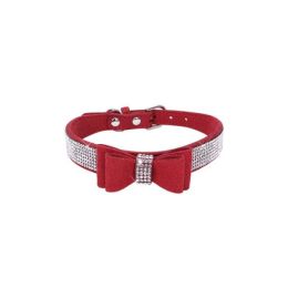 Leather Bow Dog Collar (Color: color3, size: XS)