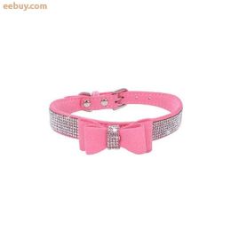 Leather Bow Dog Collar (Color: color1, size: L)