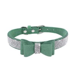 Leather Bow Dog Collar (Color: color6, size: L)