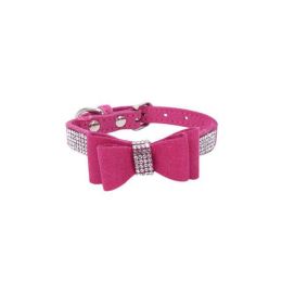 Leather Bow Dog Collar (Color: color2, size: L)