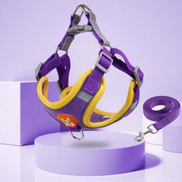 pet dog vest leash set (Color: Purple, size: L(for7-10kg))