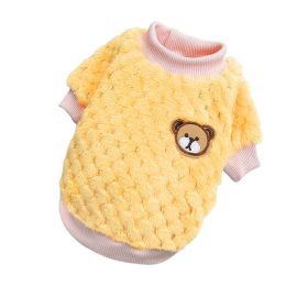 Bear Embroidery Winter Pet Dog Vest (Color: Yellow, size: XS)
