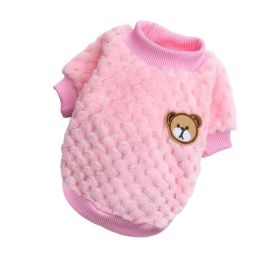 Bear Embroidery Winter Pet Dog Vest (Color: Pink, size: XS)