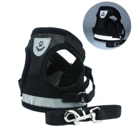 dog harness and leash set (Color: Black, size: L)