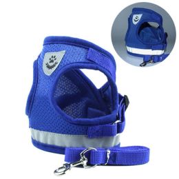 dog harness and leash set (Color: Blue, size: L)