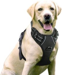 Dog Harness; No-Pull Pet Harness with 2 Leash Clips; Adjustable Soft Padded Dog Vest; Reflective No-Choke Pet Oxford Vest with Easy Control Handle for (Color: Classic Black, size: medium)