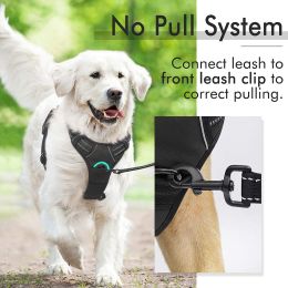 Dog Harness; No-Pull Pet Harness with 2 Leash Clips; Adjustable Soft Padded Dog Vest; Reflective No-Choke Pet Oxford Vest with Easy Control Handle for (Color: Baby Blue, size: large)