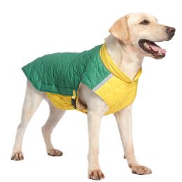 Dog reflective storm jacket Dog thick warm jacket; Big dog and small dog costumes (colour: Greenish yellow, size: L)