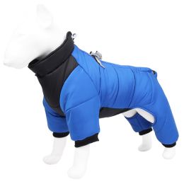 dog life jacket; Cross border new dog quadruped warm winter dog clothing windproof dog clothing pet cotton padded clothes wholesale (colour: Blue, size: L)