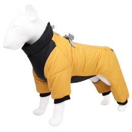 dog life jacket; Cross border new dog quadruped warm winter dog clothing windproof dog clothing pet cotton padded clothes wholesale (colour: yellow, size: L)