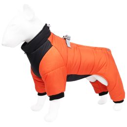 dog life jacket; Cross border new dog quadruped warm winter dog clothing windproof dog clothing pet cotton padded clothes wholesale (colour: orange, size: L)