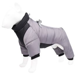 dog life jacket; Cross border new dog quadruped warm winter dog clothing windproof dog clothing pet cotton padded clothes wholesale (colour: grey, size: L)