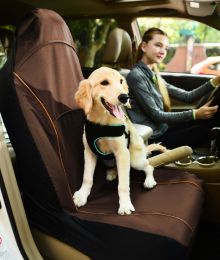 Pet Life Open Road Mess-Free Single Seated Safety Car Seat Cover Protector For Dog, Cats, And Children (Color: Brown)